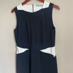 Angelo Marani Italia Colorblock Black‎ White Sheath Dress Size 44 (US 8 or Med)